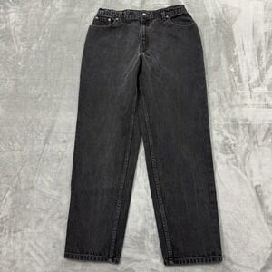 Vtg Levis Jeans Womens 14 Reg M Black 550 Relaxed Tapered Medium Wash Denim Logo